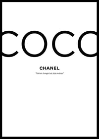 Minimalist text design with black COCO and Chanel quote-0