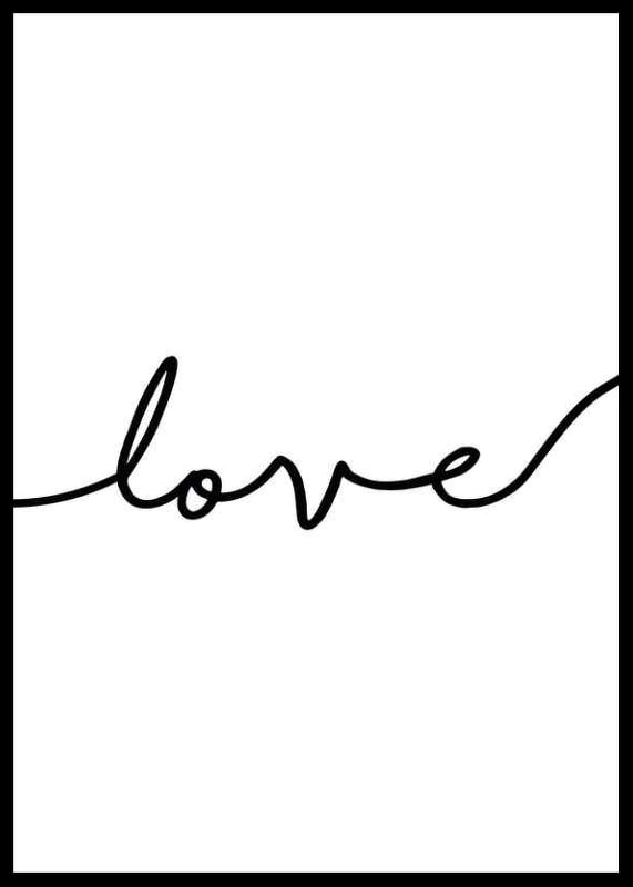 Simple line drawing of the word love in black against white background-12