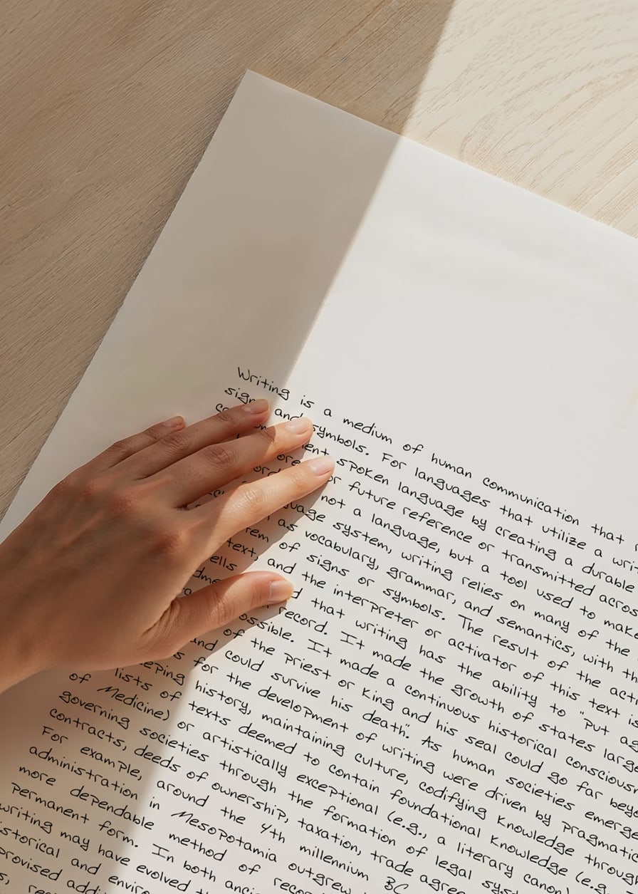 Handwritten black English text with a focus on the history of writing-12