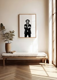 Black and white illustration of badger in suit and sunglasses-2