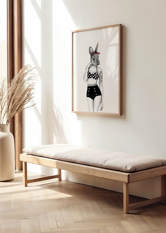 Coniglio illustrato con sciarpa rossa e bikini a pois, Wieslander-12