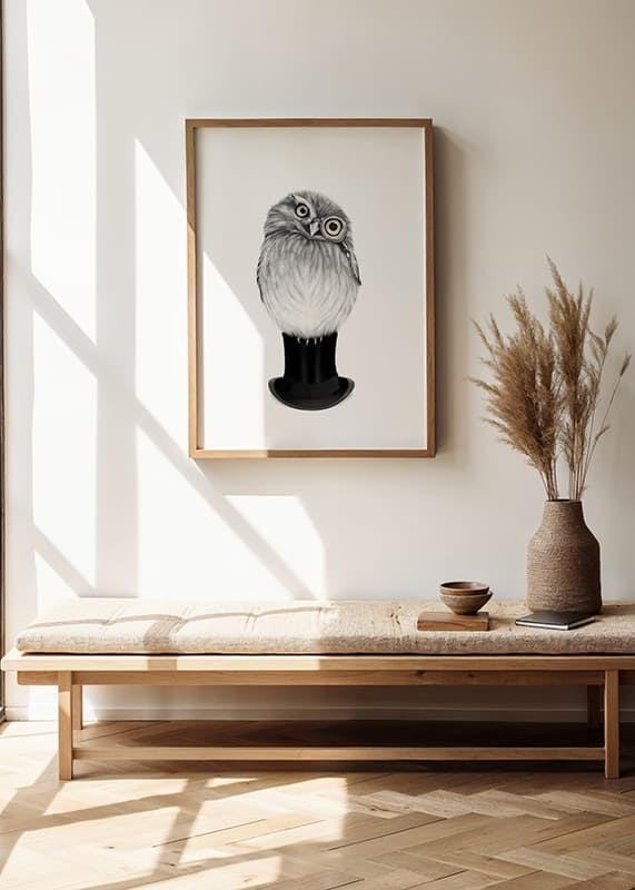 Teverad owl with monocle and top hat by Sanna Wieslander-12