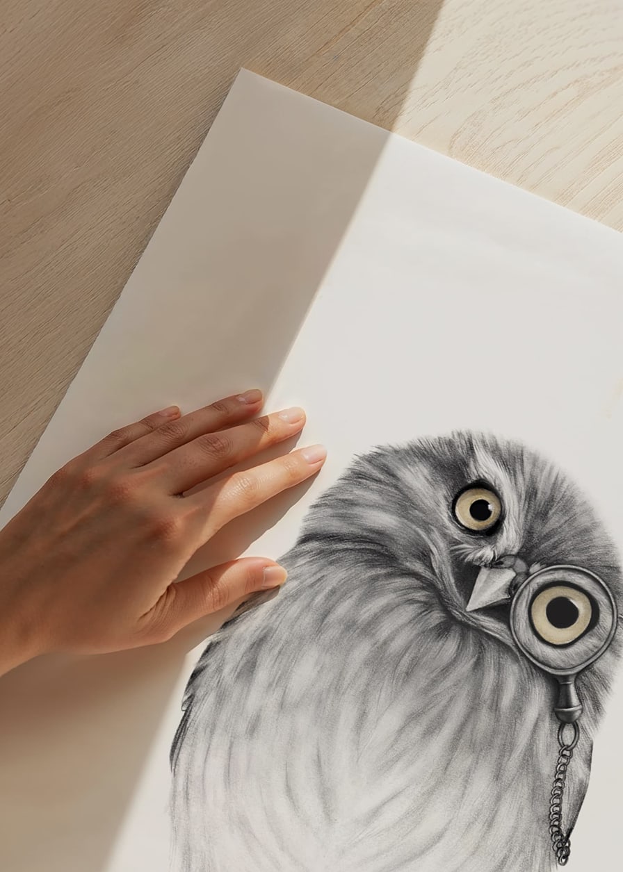 Teverad owl with monocle and top hat by Sanna Wieslander-12