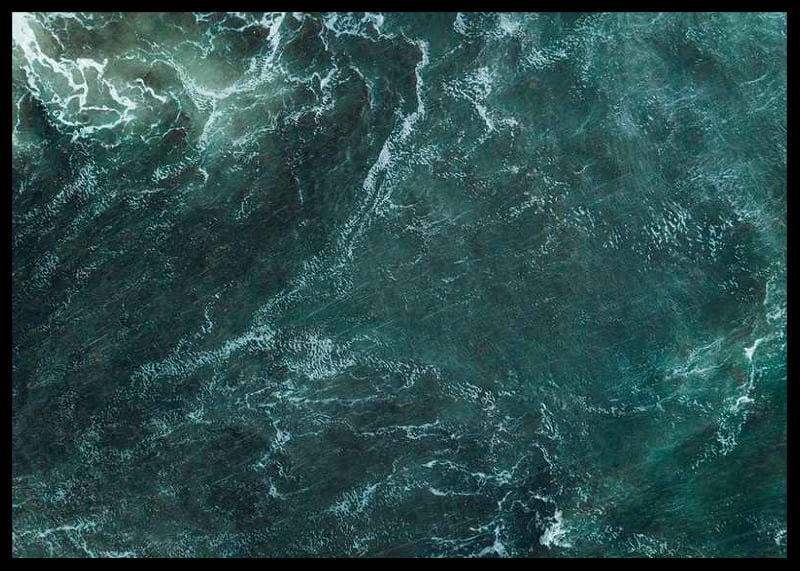 Aerial view of turquoise sea with white wave patterns and foam-12