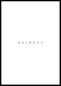 Minimalistická textová ilustrácia so slovom BALANCE v čiernej farbe-0