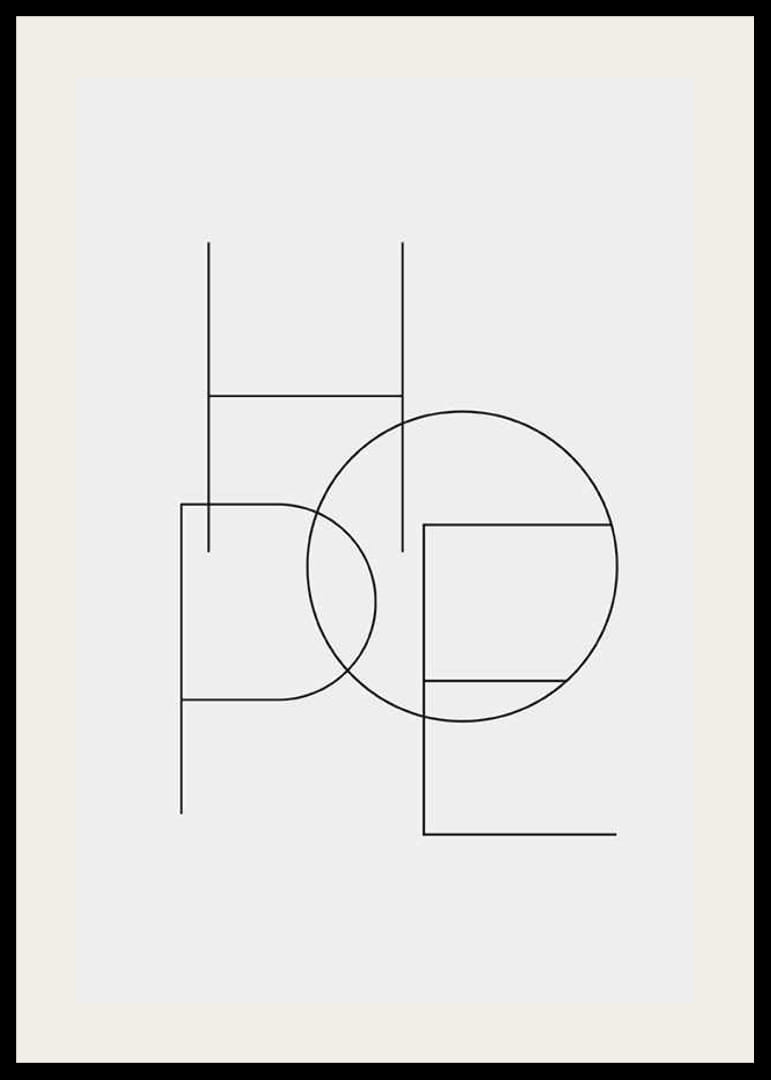 Minimalistický typografický dizajn so slovom HOPE v čiernych čiarach-12