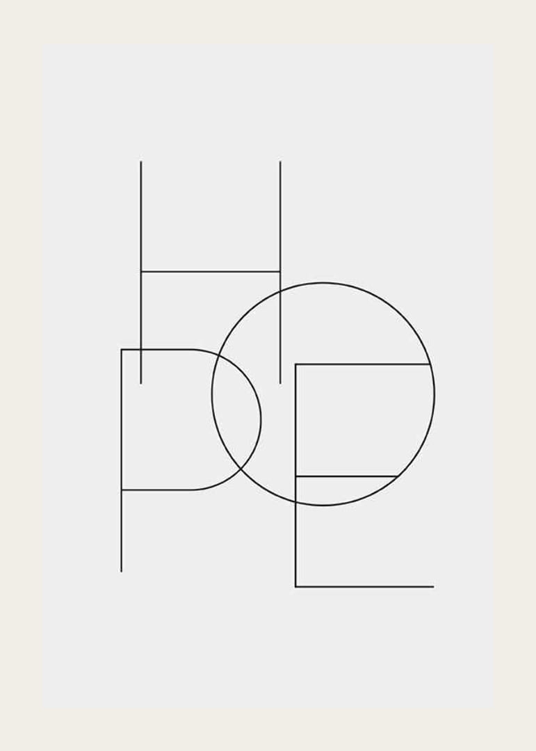 Minimalistický typografický dizajn so slovom HOPE v čiernych čiarach-12