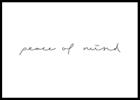Handwritten text peace of mind in black on white background-0