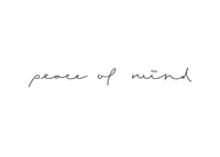 Handwritten text peace of mind in black on white background-1
