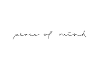 Handwritten text peace of mind in black on white background-1
