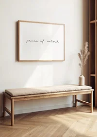 Handwritten text peace of mind in black on white background-2