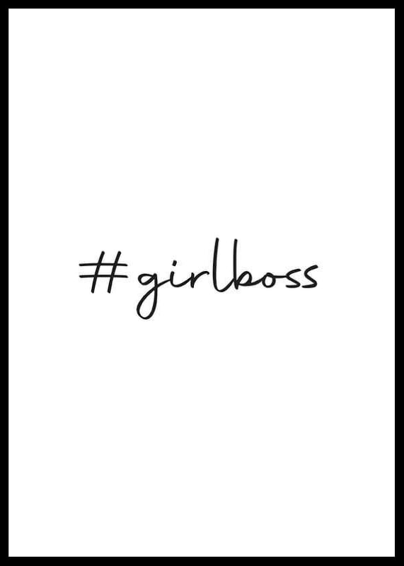 Svart handskriven hashtag text #girlboss på vit bakgrund-12