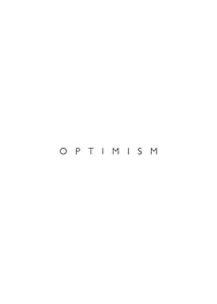 Minimalistic text with the word optimism in black on white background-1