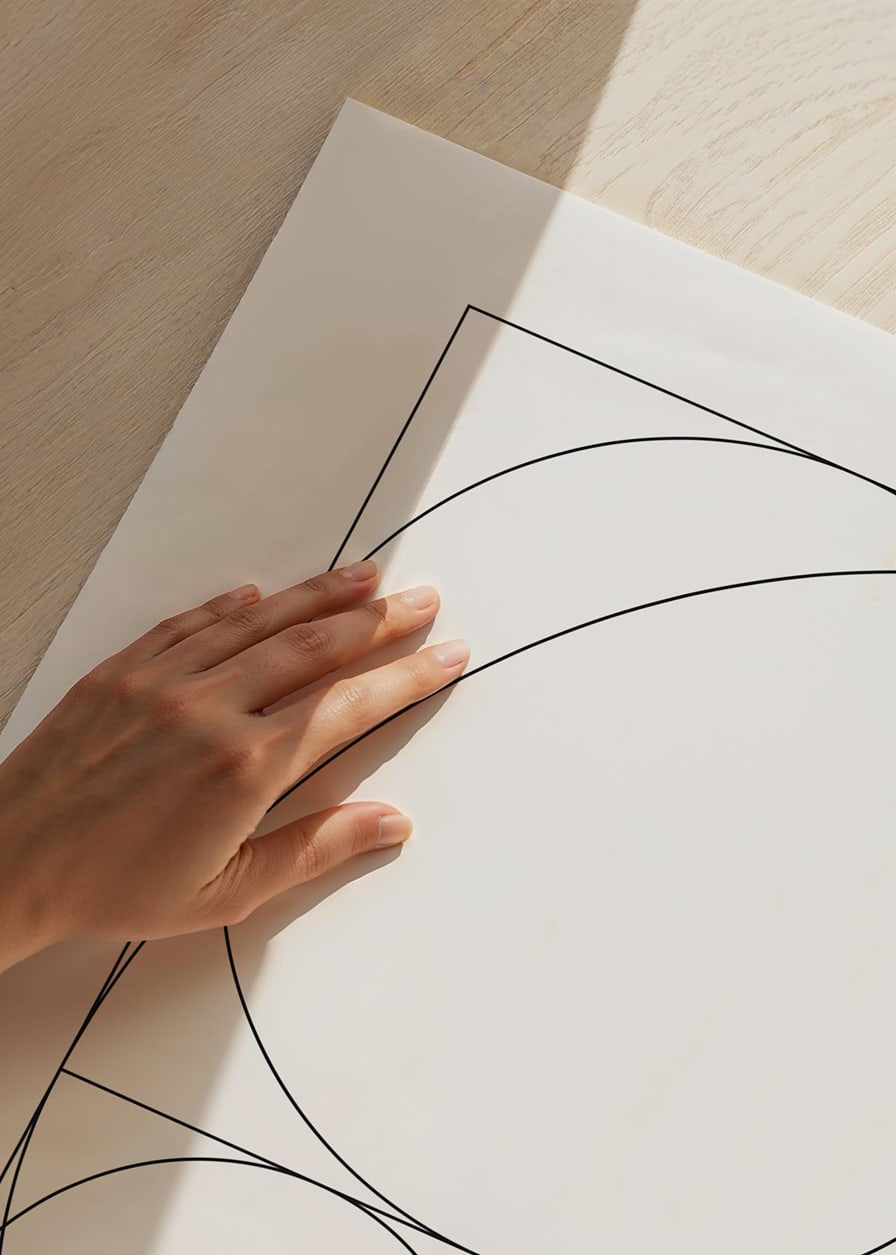 Black and white lines forming Fibonacci spiral and rectangles-12
