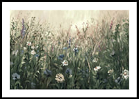 Watercolor of blooming summer meadow with green and beige tones-0