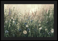 Akvarel kvitnúcej letnej lúky so zelenými a béžovými tónmi-4