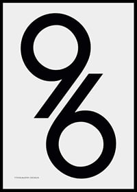 Graphic illustration of the number 96 in black on light gray-6