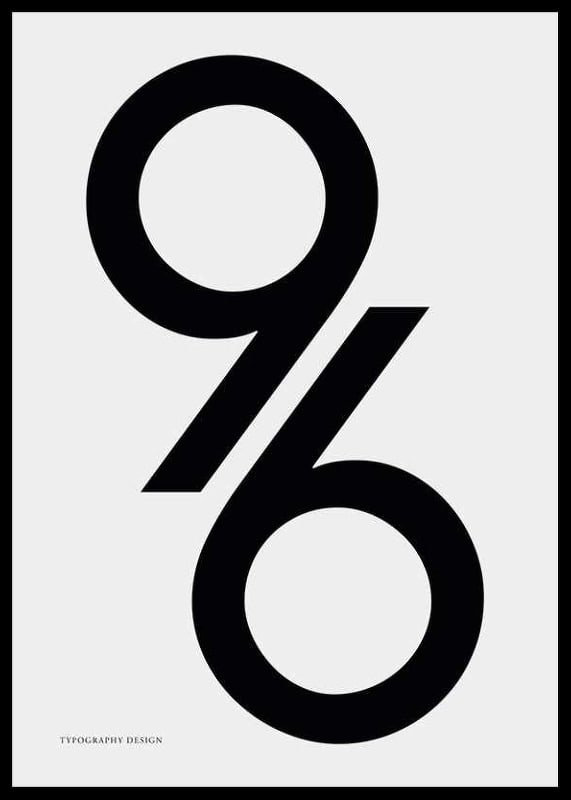 Graphic illustration of the number 96 in black on light gray-12