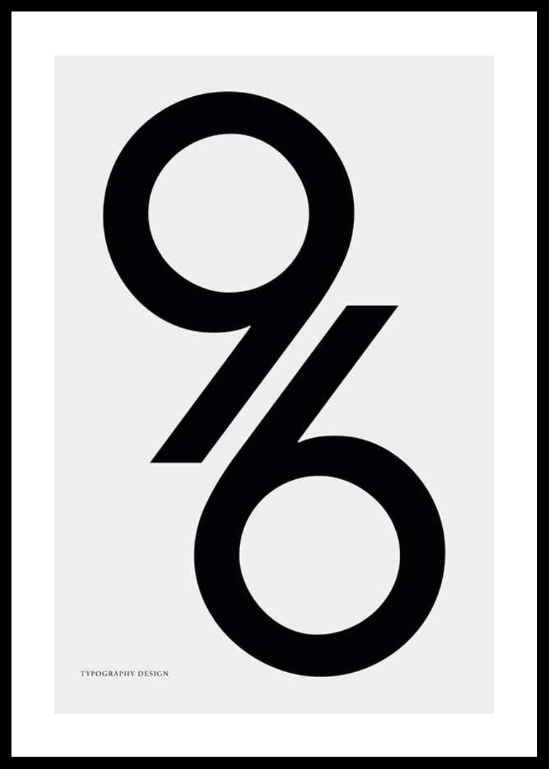 Graphic illustration of the number 96 in black on light gray-12