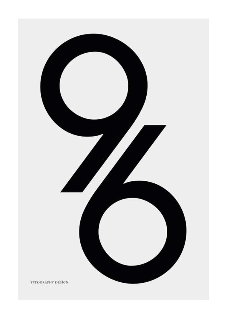 Graphic illustration of the number 96 in black on light gray-12