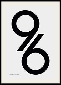 Graphic illustration of the number 96 in black on light gray-2
