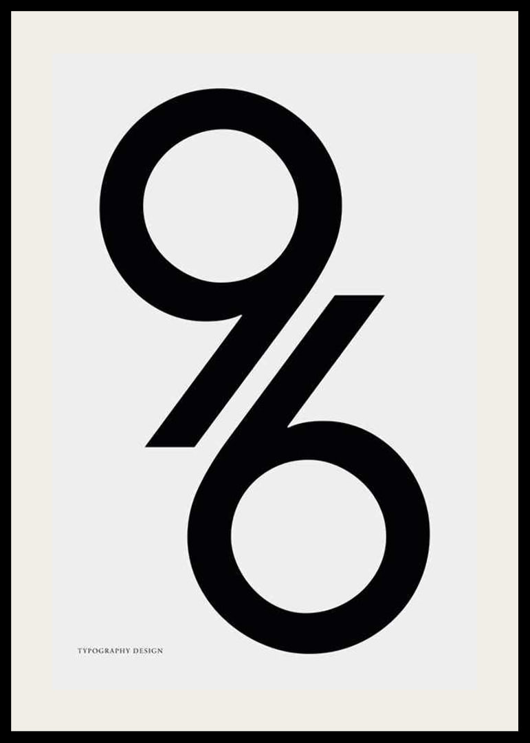 Graphic illustration of the number 96 in black on light gray-12