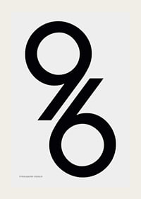 Graphic illustration of the number 96 in black on light gray-3
