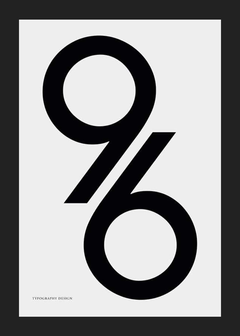 Graphic illustration of the number 96 in black on light gray-12