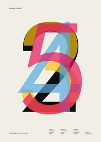 Graphic illustration of the numbers 2, 3, 4 and 5 in color-7