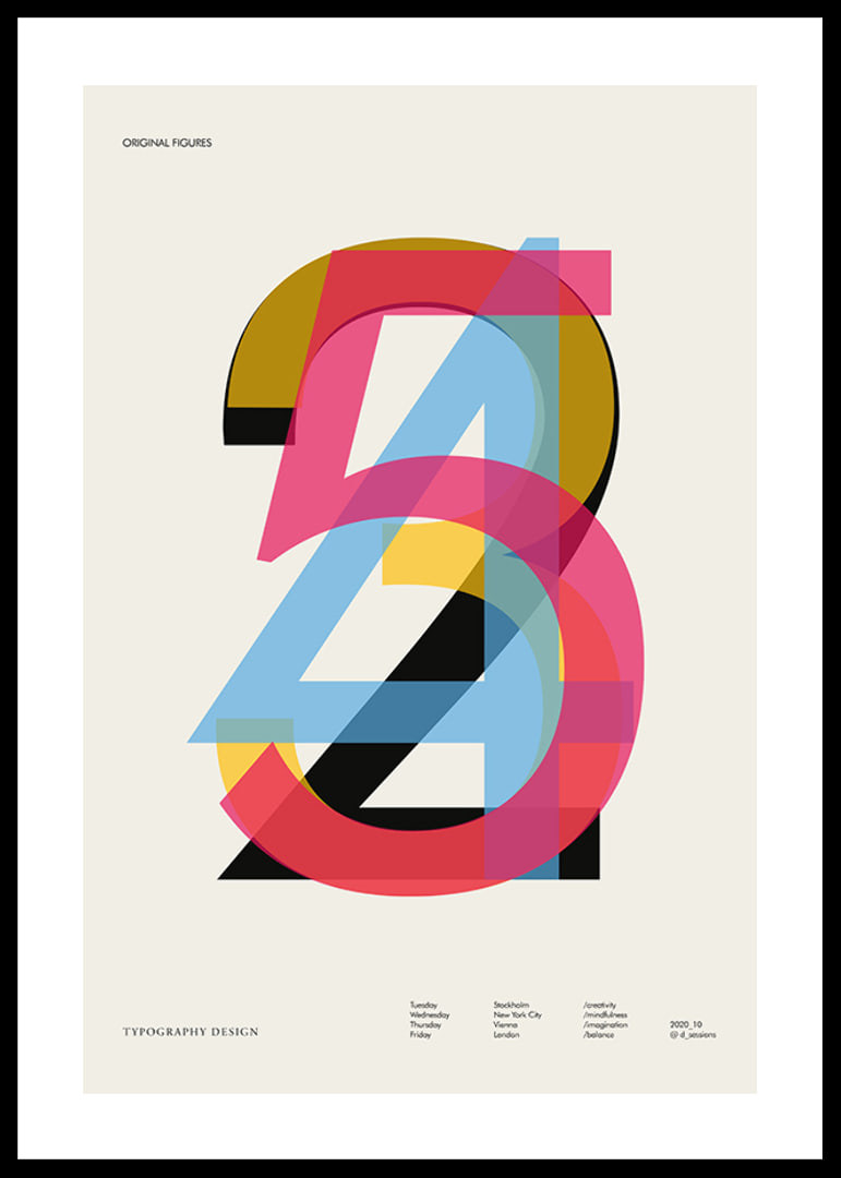 Graphic illustration of the numbers 2, 3, 4 and 5 in color-12