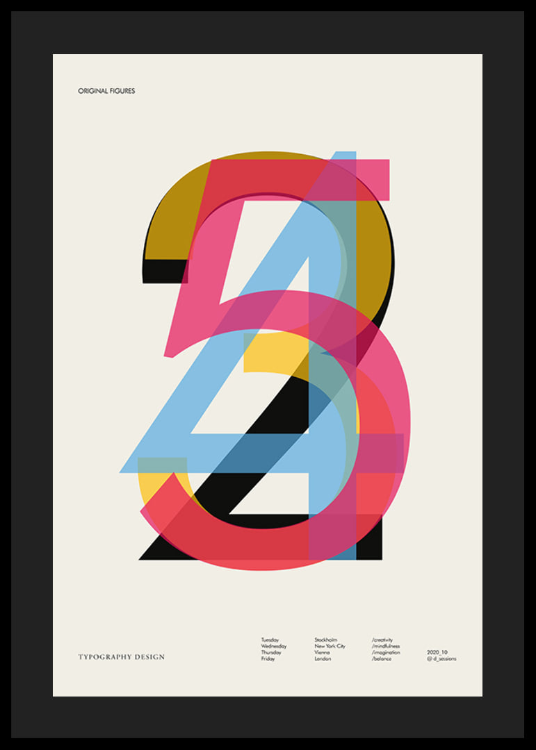 Graphic illustration of the numbers 2, 3, 4 and 5 in color-12
