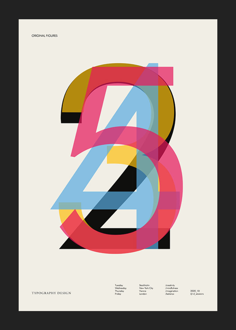 Graphic illustration of the numbers 2, 3, 4 and 5 in color-12