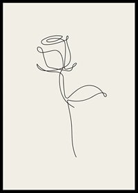 Minimalist line art rose in black on sand colored background-6