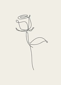 Minimalist line art rose in black on sand colored background-7