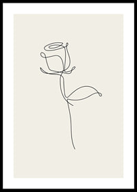 Minimalist line art rose in black on sand colored background-0