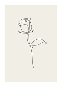 Minimalist line art rose in black on sand colored background-1