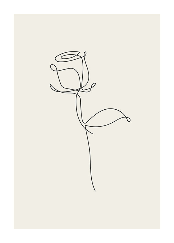 Plakāts Line Art Rose