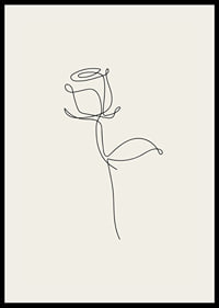 Minimalist line art rose in black on sand colored background-2