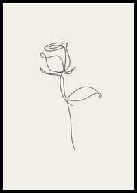 Minimalistisk line art-ros i svart på sandfärgad bakgrund-2