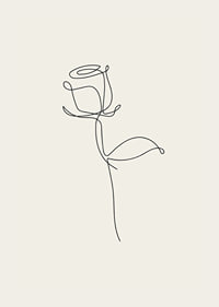 Minimalist line art rose in black on sand colored background-3