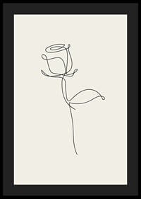Minimalist line art rose in black on sand colored background-4