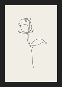 Minimalist line art rose in black on sand colored background-5