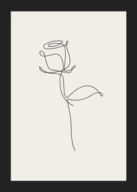 Minimalistisk line art-ros i svart på sandfärgad bakgrund-5
