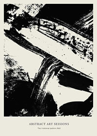 Abstract black brush strokes on beige background, minimalist style-1