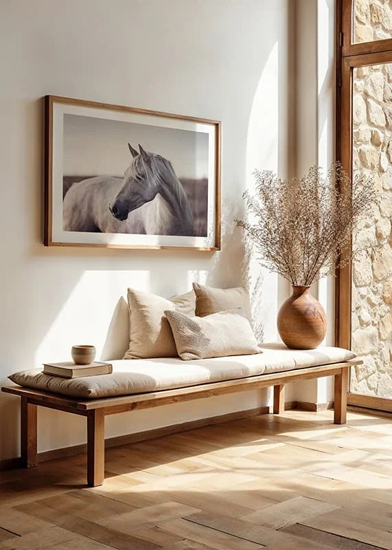 Close-up of white horse with light mane in soft natural tones-12