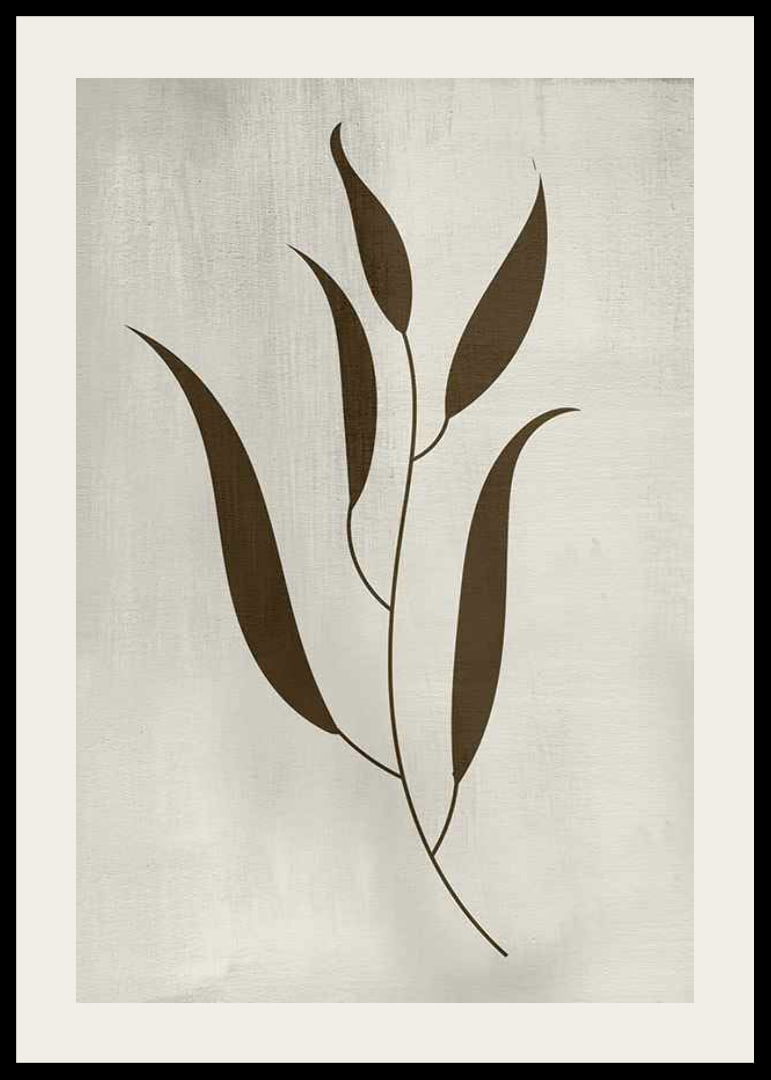 Graphic illustration of brown leaves against beige background-12