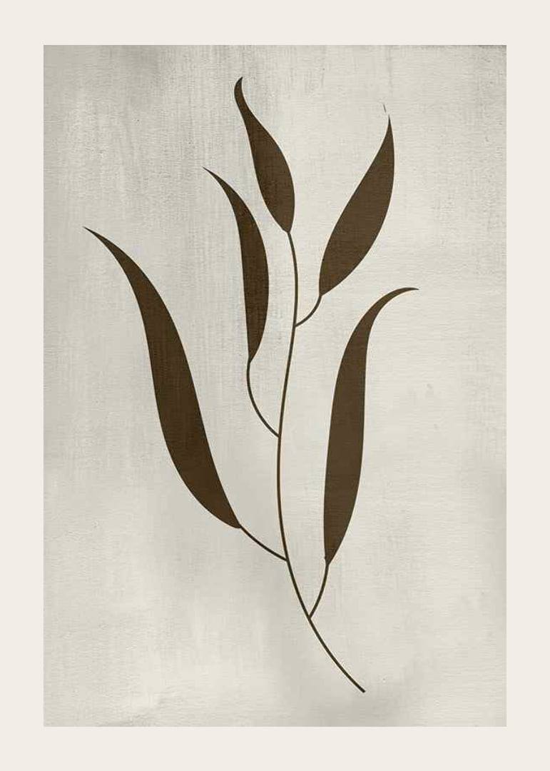 Graphic illustration of brown leaves against beige background-12