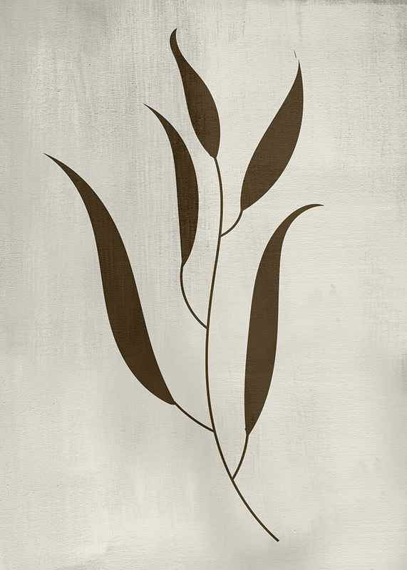 Graphic illustration of brown leaves against beige background-12