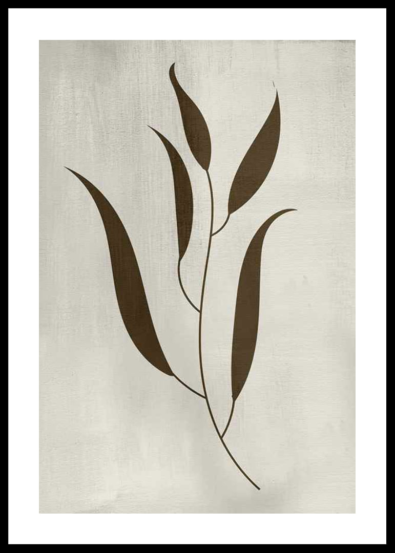 Graphic illustration of brown leaves against beige background-12