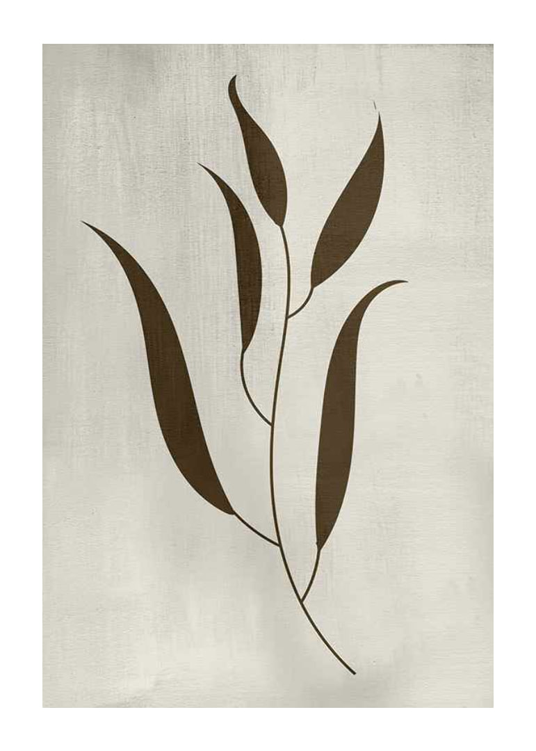 Graphic illustration of brown leaves against beige background-12